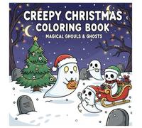 Cute & Spooky Christmas Coloring Book for Kids & Adults: 30 Cozy Ghosts, Cute Skeletons & Festive Holiday Scenes - Single-Sided Mini Square Coloring Pages