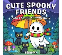 Cute Spooky Friends: Cute Relaxing Holiday Coloring Book for Adults and Teens Black Background Pages with Bold Easy Designs Stress Relief Halloween Coloring Pages No Repeat