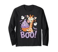 Cute Spooky Funny Halloween Giraffe Ghost Boo Manga Larga