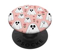 Cute Spooky Ghost Floral Pink Pastel Halloween Look PopSockets PopGrip Adhesivo