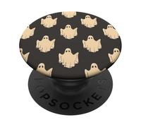 Cute Spooky Ghost Goth Retro Groovy Halloween Black PopSockets PopGrip Adhesivo