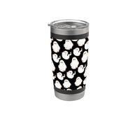 Cute Spooky Ghost Pastel Goth Retro Groovy Halloween Black Vaso térmico de acero inoxidable de doble pared