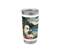 Cute Spooky Ghost Reading Book Summer Tropical Beach Reader Vaso térmico de acero inoxidable de doble pared
