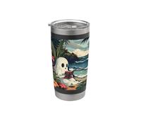 Cute Spooky Ghost Reading Book Summer Tropical Beach Reader Vaso térmico de acero inoxidable de doble pared