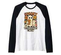 Cute Spooky Ghost Vet Tech - Equipo Veterinario de Halloween Camiseta Manga Raglan
