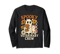 Cute Spooky Ghost Vet Tech - Equipo Veterinario de Halloween Manga Larga