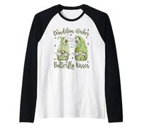 Cute Spring Flower GNOME Dandelion Wishes Butterfly Kisses Camiseta Manga Raglan