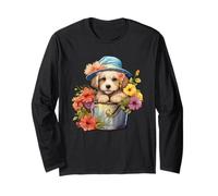 Cute Spring Flower Graphic For Women Golden Retriever Mom Manga Larga