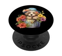 Cute Spring Flower Graphic For Women Golden Retriever Mom PopSockets PopGrip Adhesivo