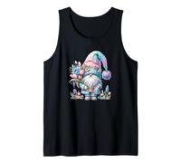 Cute Spring GNOME For Women with Hello Spring Tulip Flowers Camiseta sin Mangas