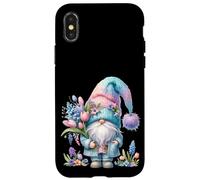 Cute Spring GNOME For Women with Hello Spring Tulip Flowers Carcasa para iPhone X/XS