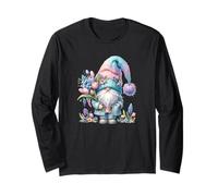 Cute Spring GNOME For Women with Hello Spring Tulip Flowers Manga Larga