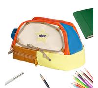 Cute Star Pattern Pencil Pouch, Large Capacity Stationery Organizer Bag with Sturdy Zipper, 9.06x4.72x5.51 Inches Portable Cosmetic and School Supplies Case for Teen Girls