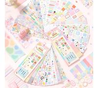 Cute Sticker Book - Libro De Pegatinas Kawaii Con 30 Hojas Variadas, Incluye Algunas Pegatinas Pequeñas Con Efecto Glitter Para Scrapbook Y Planner, Pegatinas Para Bullet Journal Y Decoración Creativa