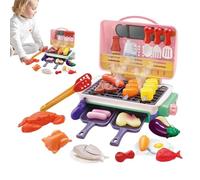 Cute Stone Barbecue Play Set - 2 Tier Grill Toy with Food, Toys For Barbecue, Simulation Cooking Toy Color Changing, Electric Simulated Kids B́arbecue Grill with Lights, Outdoor Cooking Ţoy For Boys