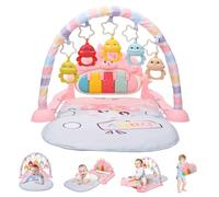 CUTE STONE Gimnasio bebe, alfombra de juegos bebe con piano, tummy time bebe，juguete colgante y juego para poner boca abajo, 5 juguetes sensoriales gimnasio bebe 0-6 mese