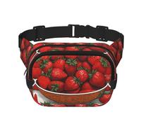 Cute Strawberries - Riñonera cuadrada de doble capa con correa ajustable para actividades al aire libre, color negro, talla única, Black, Talla única