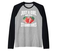 Cute Strawberry Girl Just a Girl Who Loves Strawberries Camiseta Manga Raglan