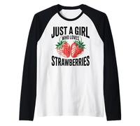 Cute Strawberry Girl Just a Girl Who Loves Strawberries Camiseta Manga Raglan