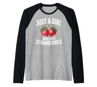 Cute Strawberry Girl Just a Girl Who Loves Strawberries Camiseta Manga Raglan