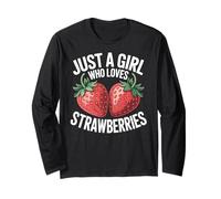 Cute Strawberry Girl Just a Girl Who Loves Strawberries Manga Larga