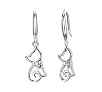 Cute Studs Earrings for Women Fashion Cat Ear Drop Jewelry Zircon Allergy- Pure