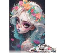 Cute Sugar Skull Girl Puzzles Imposible,desafío para Adultos Juego Educativo 1000 Piezas Obra De Arte De Juego De para Adultos, Regalos A Partir De 14 Años 1000pcs (75x50cm)