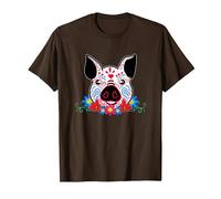 Cute Sugar Skull Pig Dead Skeleton México Day Muerte Party Camiseta, Hombre, Marrón, 3XL