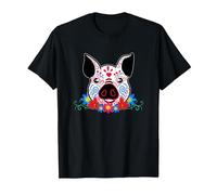 Cute Sugar Skull Pig Dead Skeleton México Day Muerte Party Camiseta, Hombre, Negro, 4XL