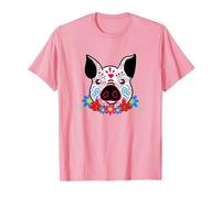 Cute Sugar Skull Pig Dead Skeleton México Day Muerte Party Camiseta, Hombre, Rosado, M