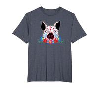 Cute Sugar Skull Pig Dead Skeleton México Day Muerte Party Camiseta, Hombre Tallas Grandes, Azul Jaspeado, 3X Alto
