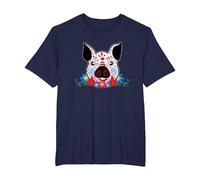 Cute Sugar Skull Pig Dead Skeleton México Day Muerte Party Camiseta, Hombre Tallas Grandes, Azul Marino, 4X Alto