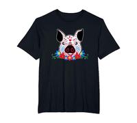 Cute Sugar Skull Pig Dead Skeleton México Day Muerte Party Camiseta, Hombre Tallas Grandes, Negro, 2X Alto