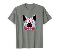 Cute Sugar Skull Pig Dead Skeleton México Day Muerte Party Camiseta, Hombre, Verde Militar Jaspeado, 3XL