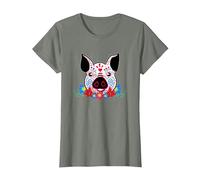 Cute Sugar Skull Pig Dead Skeleton México Day Muerte Party Camiseta, Mujer, Verde Militar Jaspeado, 3XL