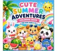 Cute Summer Adventures Coloring Book for Kids Ages 4-8: 45 Fun and Easy Coloring Pages Featuring Adorable Animals, Beach Days, Ice Cream, Picnics, Sunshine, and Summer Fun