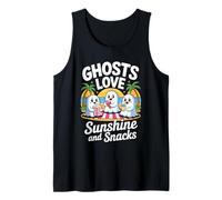 Cute Summerween Ghost Funny Beach Halloween Camiseta sin Mangas