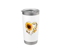 Cute Sunflower Butterfly Heart Lover For Women Girls Floral Vaso térmico de acero inoxidable de doble pared