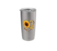 Cute Sunflower Butterfly Heart Lover For Women Girls Floral Vaso térmico de acero inoxidable de doble pared