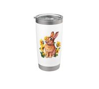 Cute Sunflowers Floral Womens Girls Bunny Lover Vaso térmico de acero inoxidable de doble pared