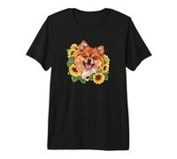 Cute Sunflowers Happy Pomeranian Lover Camiseta Premium
