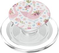 Cute Swan and Flowers PopSockets PopGrip para MagSafe