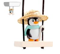 Cute Swing Pengiun - Car Swinging Ornament - Automotive Rear View Mirror Charm, Car Interior Styling Accessories Aesthetic Decor for Vehicle