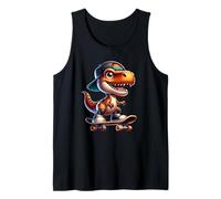 Cute T-Rex Skateboard Baby Dinosaur Cartoon for Kids Camiseta sin Mangas
