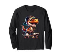 Cute T-Rex Skateboard Baby Dinosaur Cartoon for Kids Manga Larga