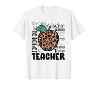 Cute Teacher Leopard Apple For Women & New Preschool Teacher Camiseta