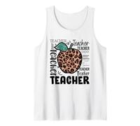 Cute Teacher Leopard Apple For Women & New Preschool Teacher Camiseta sin Mangas