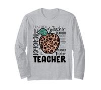 Cute Teacher Leopard Apple For Women & New Preschool Teacher Manga Larga