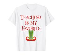 Cute Teaching Is My Favorite Elf Christmas Christmas Teacher Gift Camiseta gráfica económica, Hombre, Blanco, XL