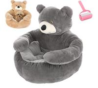 Cute Teddy Bear Dog Bed with Arms,Soft Plush Warm Non-Slip Cuddle Bear Pet Bed,Semi-Enclosed Cuddle Pet Sofa,Detachable Washable Indoor Cozy Pets Beds for Cat and Small Dogs (Gray, L:55cm/21.6in)